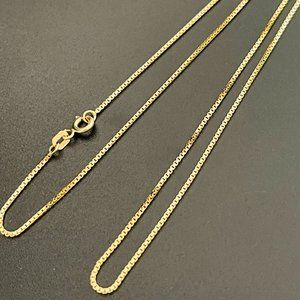 Solid 14K Box Gold Chain Necklace,0.9 mm,3.70gr